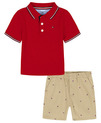 Tommy Hilfiger Baby Boys' Flag Embroidery Polo Shirt and Shorts, 2-Piece Set - Macy's | Macy's