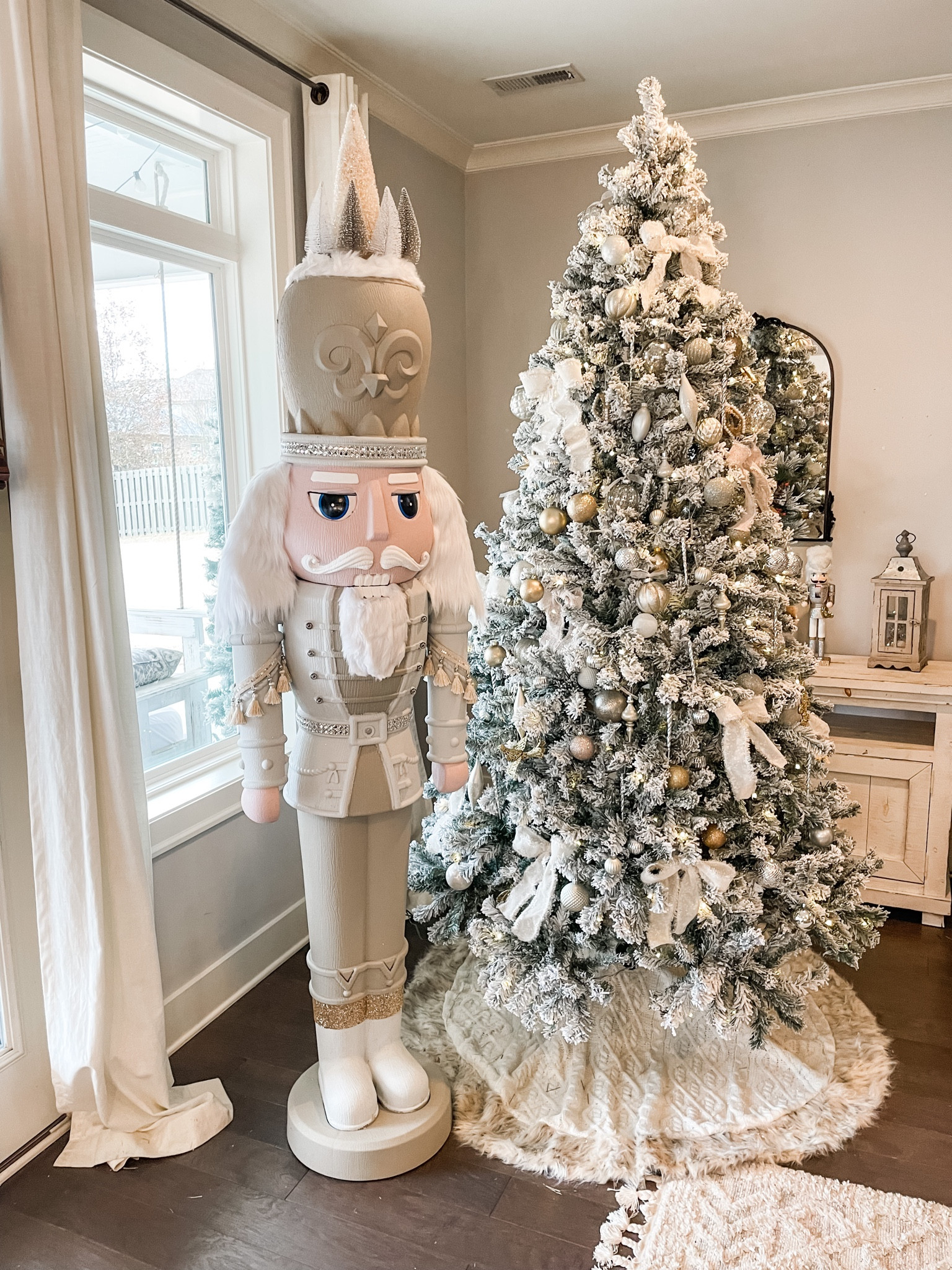 This 6 ft Nutcracker is back in stock!! Sharing all the things I used for this transformation! I used valspar colors “passive” and “intellectual grey"! #nutcracker #christmas #christmasdecor #christmasdiy #diychristmasdecor 

#LTKSeasonal #LTKHoliday #LTKhome