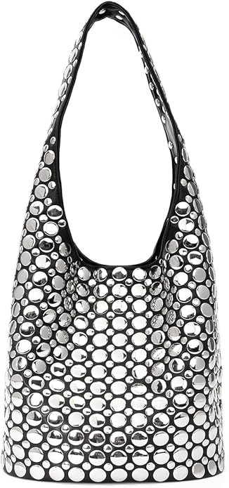 Women's Studded Shoulder Bag Y2k 90s Punk Underarm Purse Soft PU Leather Hobo Handbag | Amazon (US)