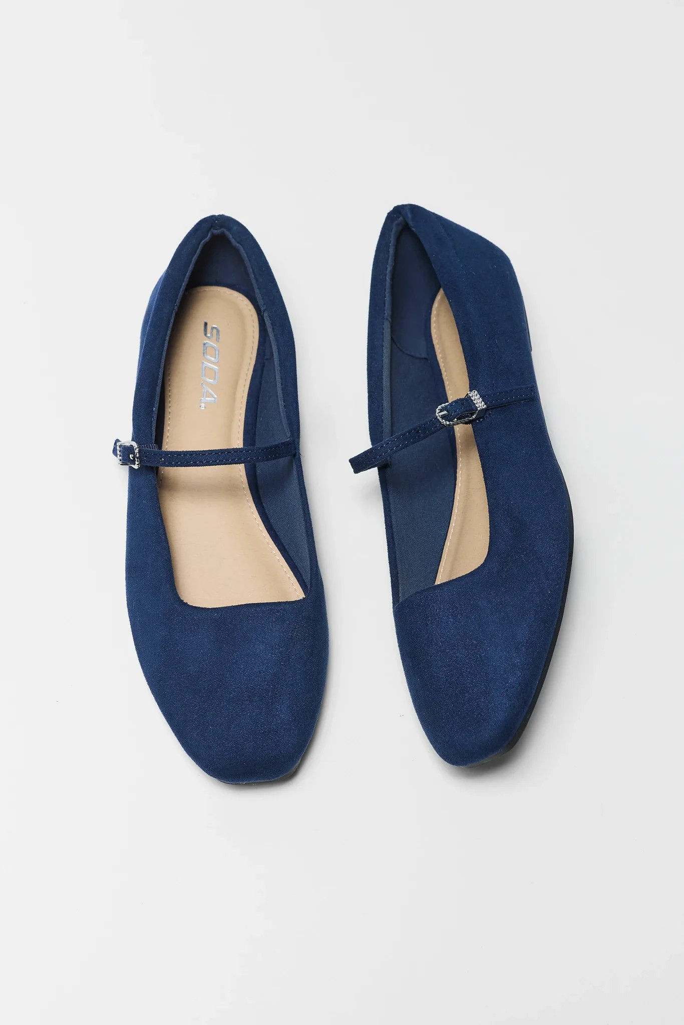 Navy Faux Suede Ballet Flats | Avara