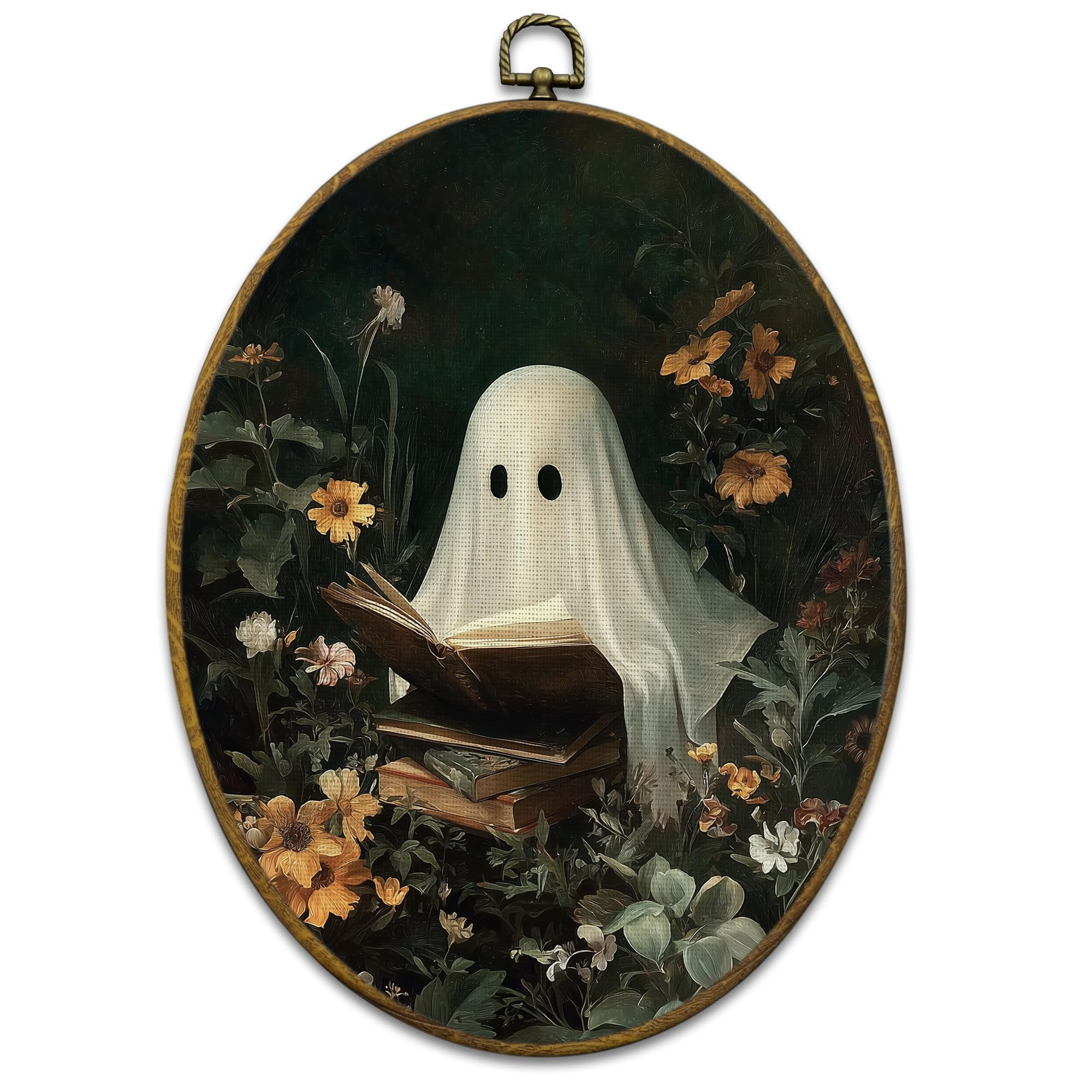 Mcehtle Moody Ghosts Botanic Wall Art Decor, Halloween Cottagecore Dark Academia Framed Canvas Pr... | Amazon (US)