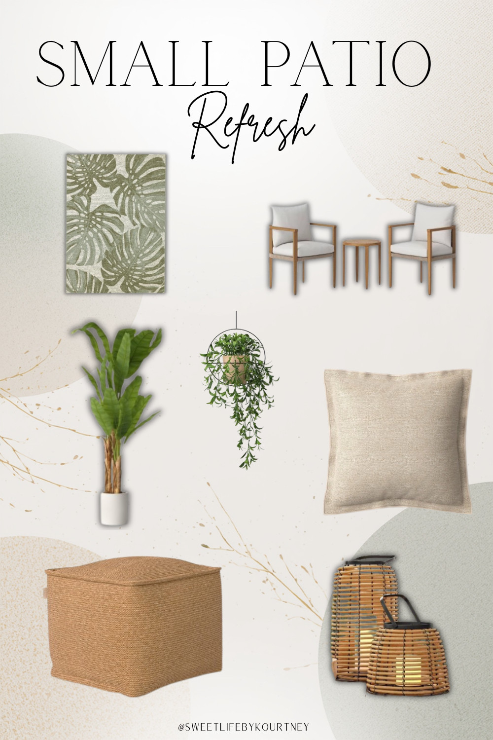 Small patio refresh finds that make an outdoor space feel pulled together without a full makeover. Love the mix of greenery, woven textures, neutral pillows, and simple seating for a cozy little coffee or evening spot.
#SweetLifeByKourtney #SmallPatioIdeas #AmazonHome #PatioDecor 

 #LTKSeasonal #LTKHome