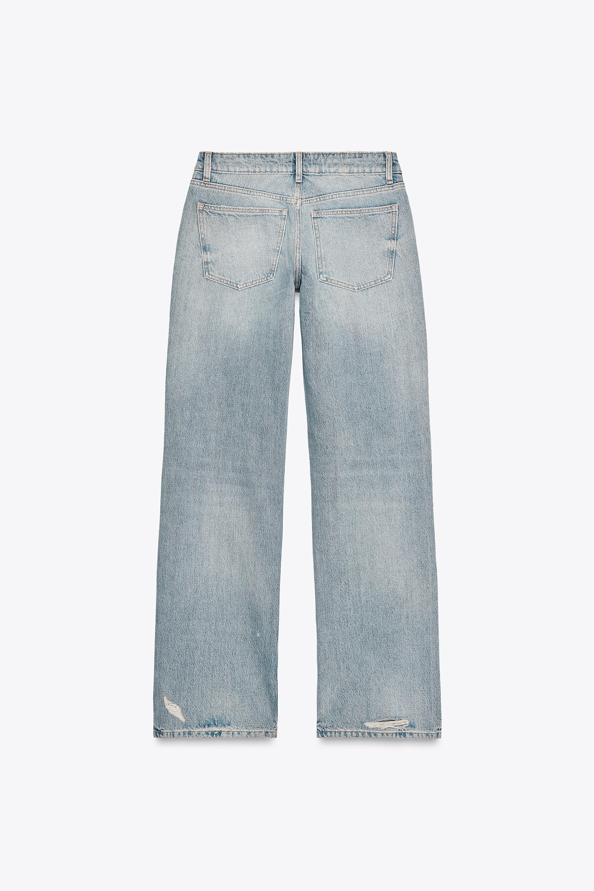 TRF LOW RISE RIPPED WIDE LEG JEANS | Zara US