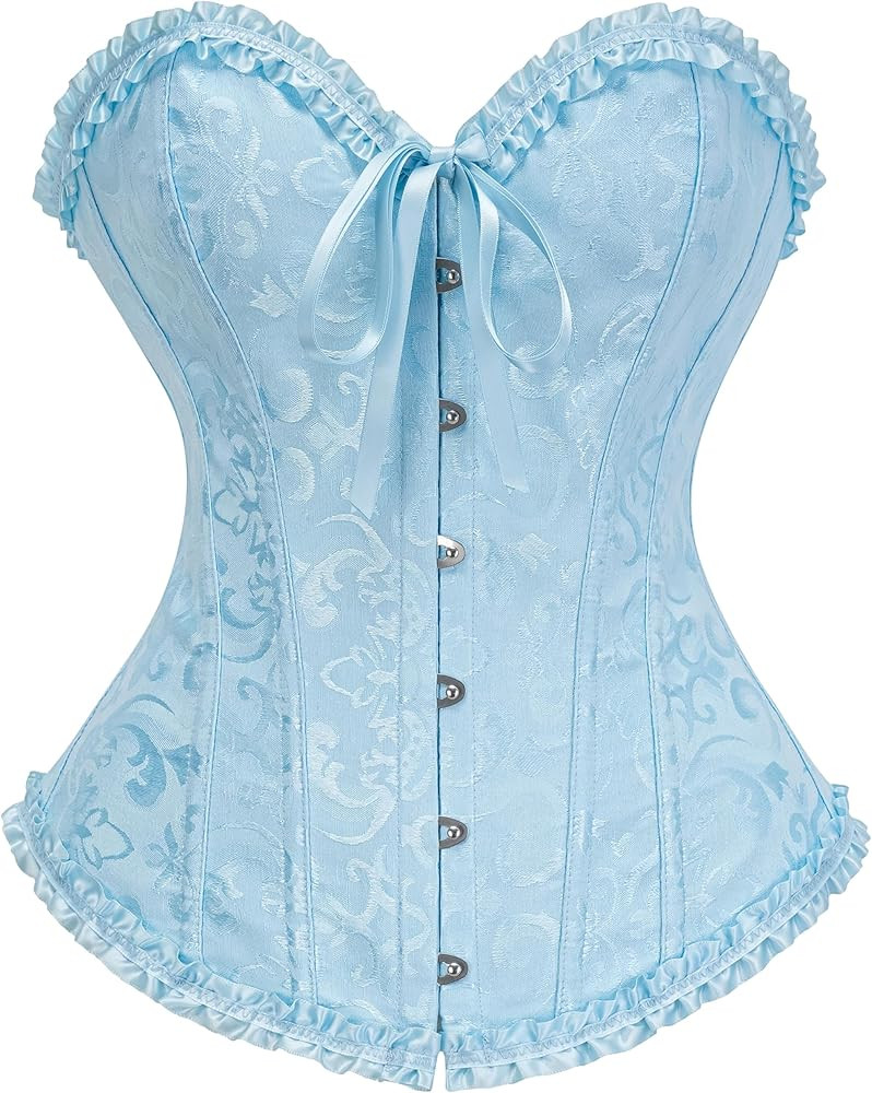 Bustier Corset Top for Women | Overbust Lace Up Waist Cincher Shapewear Lingerie | Amazon (US)