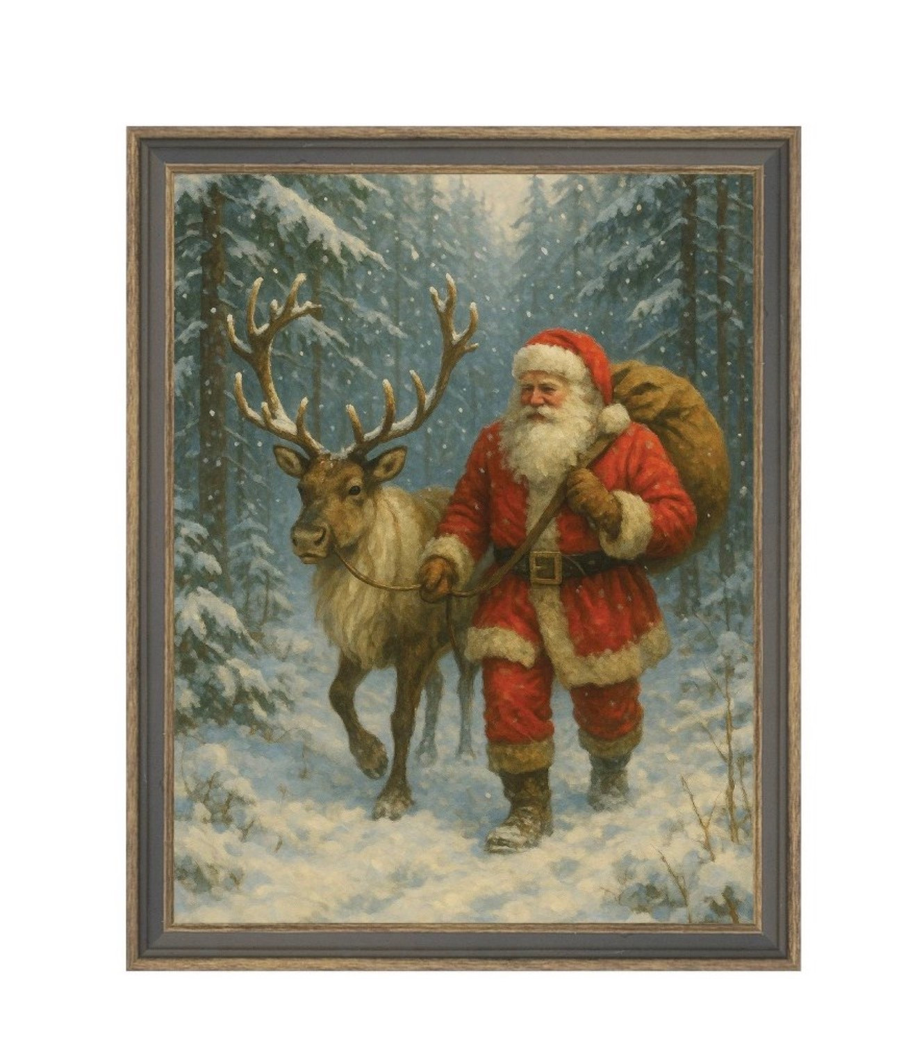 Petal Lane 7"x9" Santa with Reindeer Gray Brown Skinny Framed Wall Art

#LTKSeasonal #LTKHome