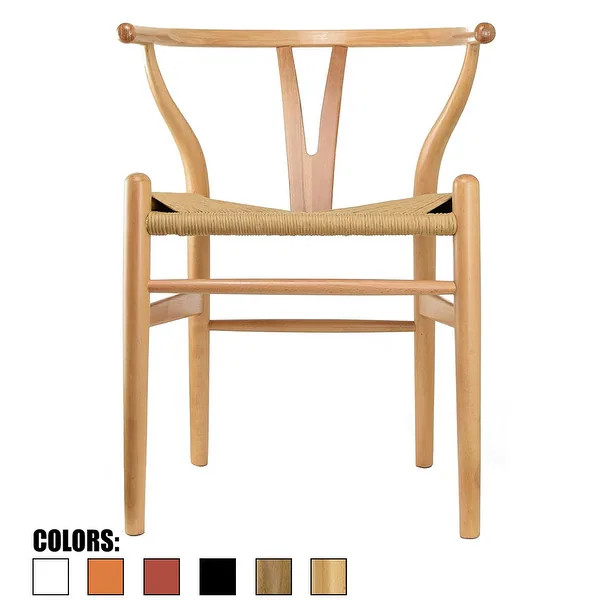 2xhome Wood Wishbone Modern Style Armchair - Dining Room Chair with Natural Papercord Woven Seat | Bed Bath & Beyond