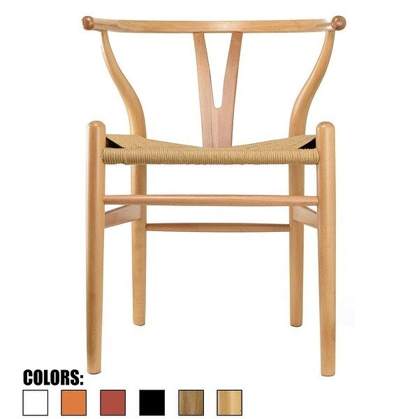 2xhome Wood Wishbone Modern Style Armchair - Dining Room Chair with Natural Papercord Woven Seat | Bed Bath & Beyond