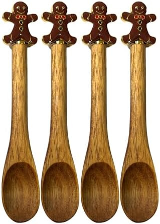4PCS Christmas Spoons, Small Wooden Spoons for Eating,Christmas Coffee Spoons,Wooden Teaspoon,Sma... | Amazon (US)