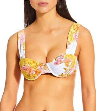 Antonio Melani Patchwork Floral Tripunto Underwire Bralette Swim Top & Tab Side Swim Bottom | Dil... | Dillard's