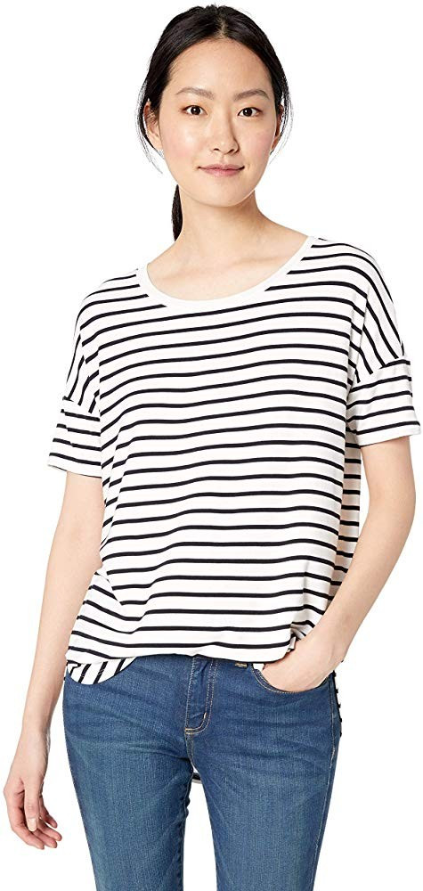 Amazon Brand - Daily Ritual Women's Jersey Rib Trim Drop-Shoulder Short-Sleeve Scoop-Neck Tunic S... | Amazon (US)