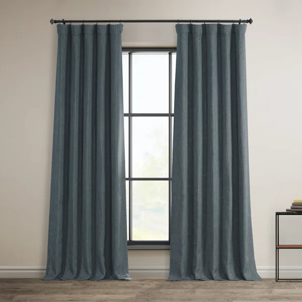 Textured Faux Linen Rod Pocket Room Darkening Curtains for Bedroom & Living Room Curtains - Singl... | Wayfair North America