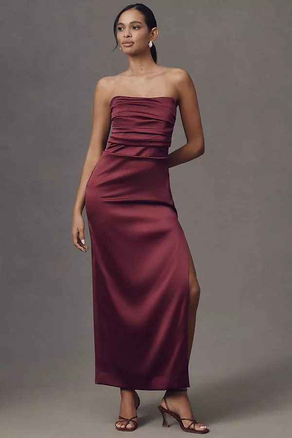 Strapless Stretch Satin Maxi Dress | Anthropologie (US)
