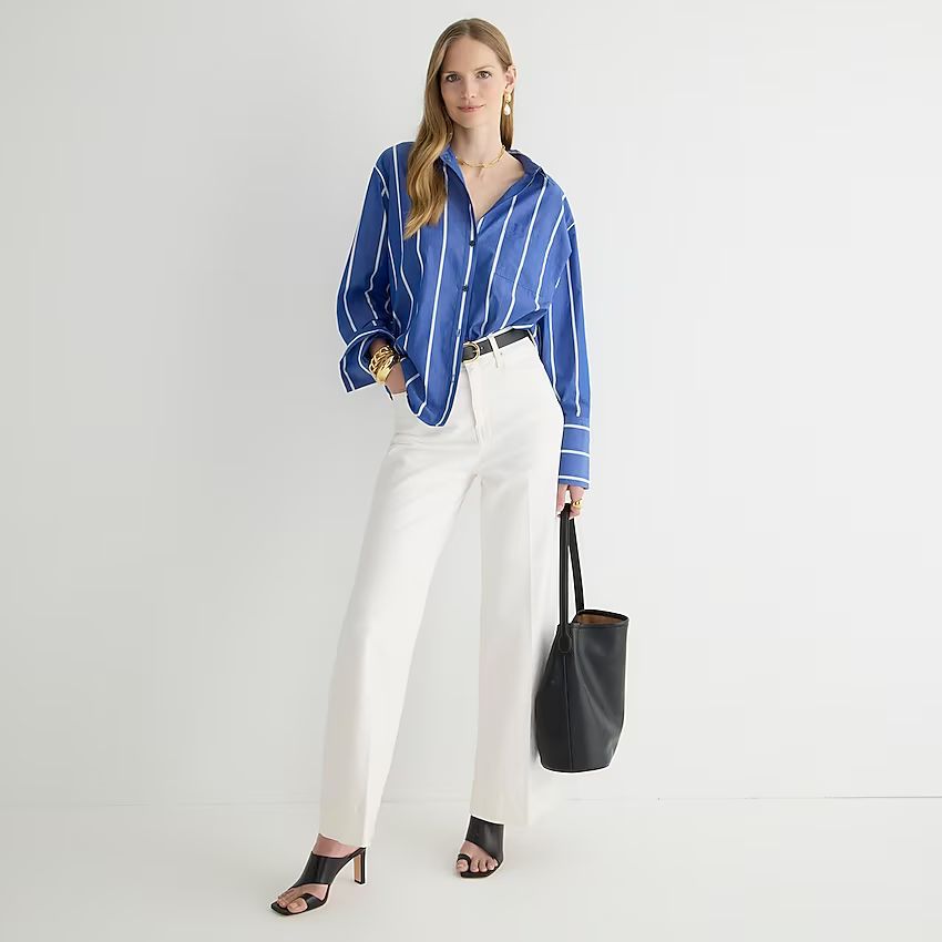 Wide-leg denim trouser in white | J.Crew US