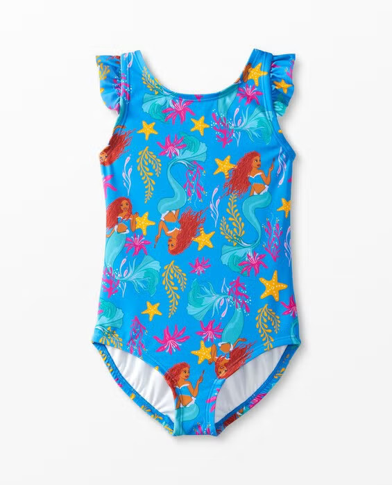 Girls' Disney's Little Mermaid Flutter Sleeve One Piece Swimsuit, Little Mermaid Blue - Size Toddler 2 by Hanna Andersson | Hanna Andersson