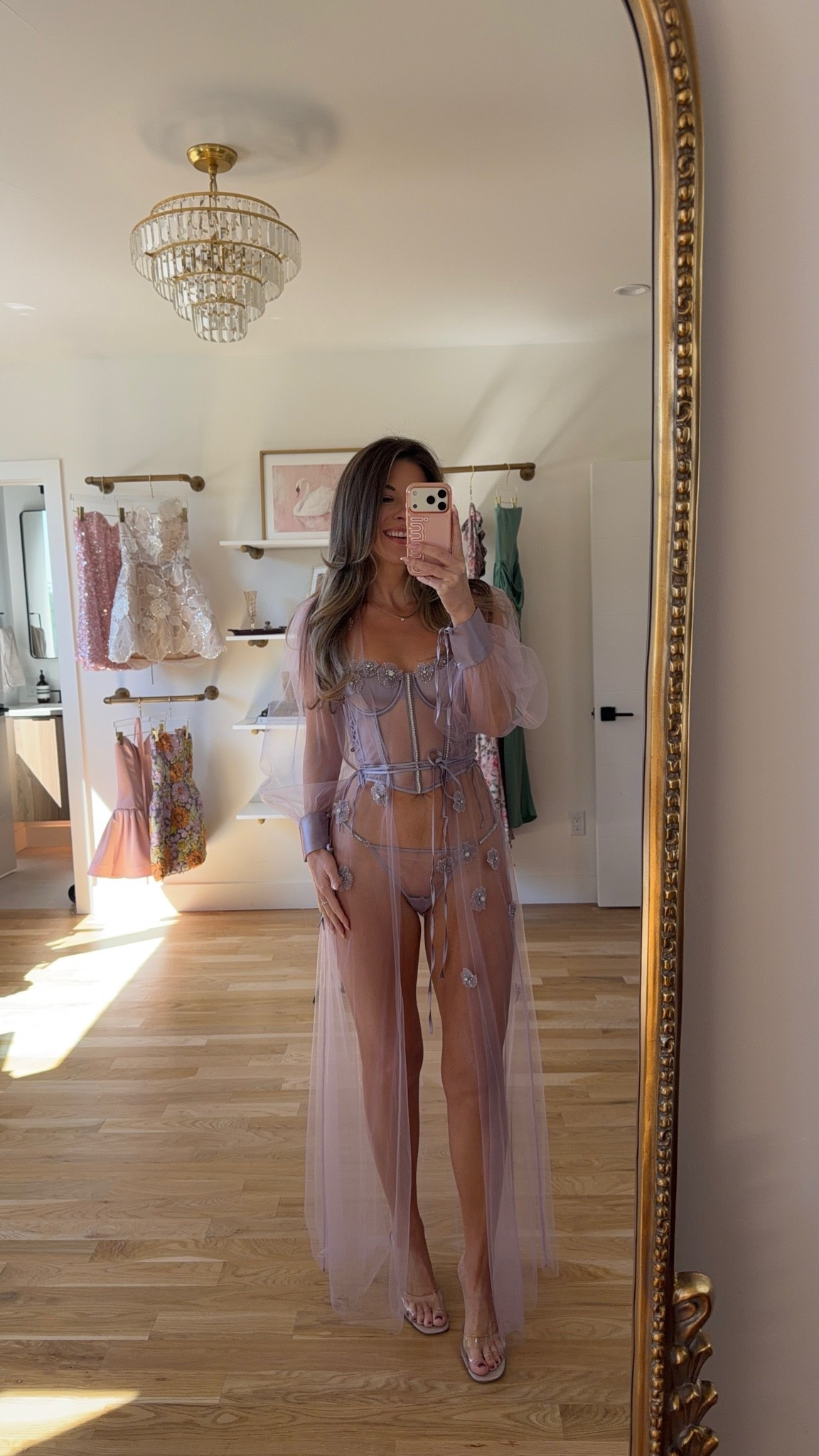 sheer lilac tulle robe with beaded floral appliqués and a tie waist, worn with matching lace-and-mesh lingerie set with front zip closure new victoria secret set 💜

wearing smalls & mediums on bottoms

electric picks: emerson20

lingerie, matching sets, underwear, bra, panties, nighty, pjs, Victoria’s Secret, intimates, babydoll, robe

#LTKSeasonal #LTKootd #LTKgrwm