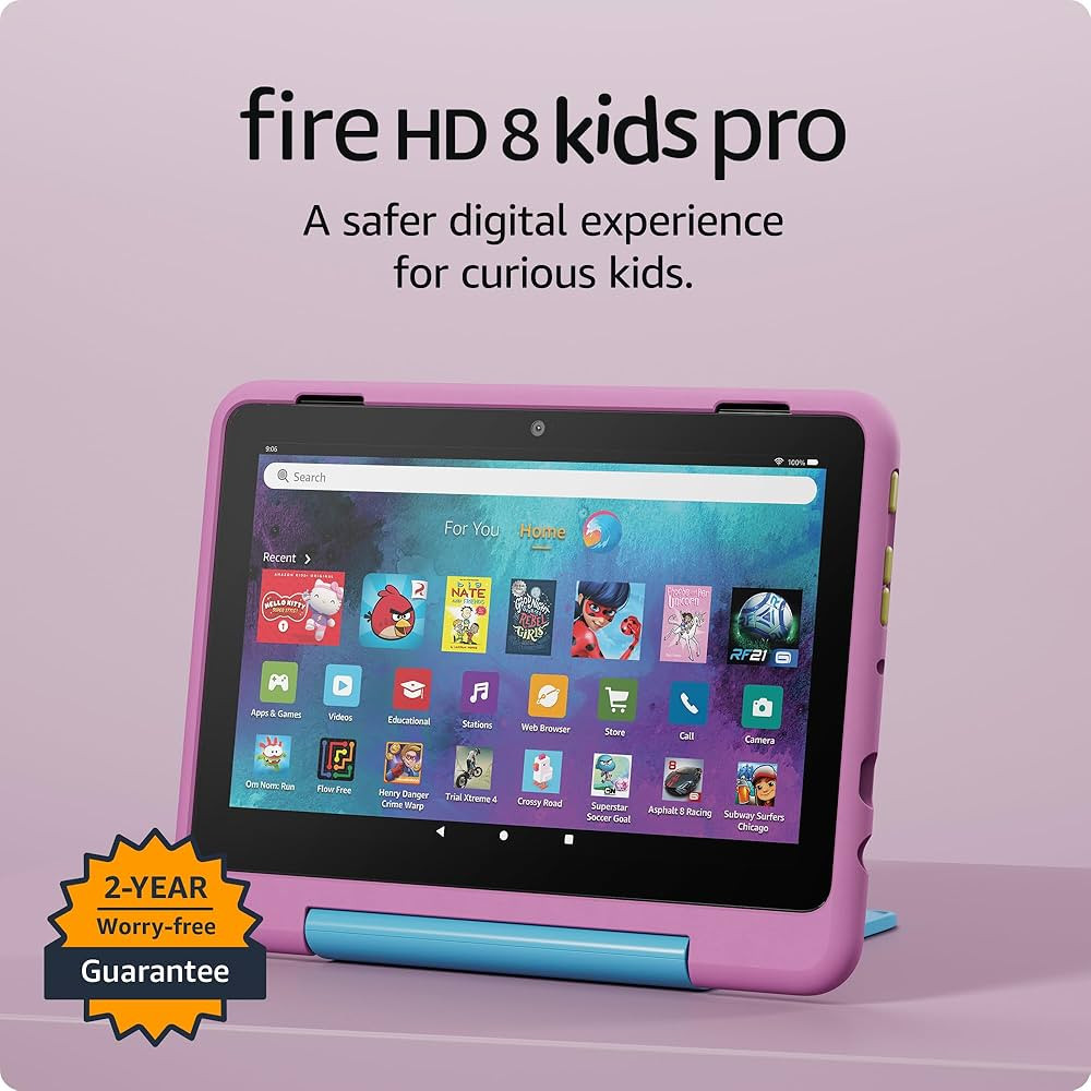 Amazon Fire HD 8 Kids Pro tablet (newest model), ages 6-12. Bright 8" HD screen, includes ad-free... | Amazon (US)