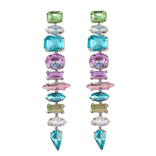 Multicolor Crystal Gemstone Drop Earrings for Women – Sparkling Rhinestone Dangle Jewelry for Weddings, Brides, Prom & Party | Long Statement Gemstone Earrings with Crystal Accents, Hypoallergenic & Elegant | Amazon (US)