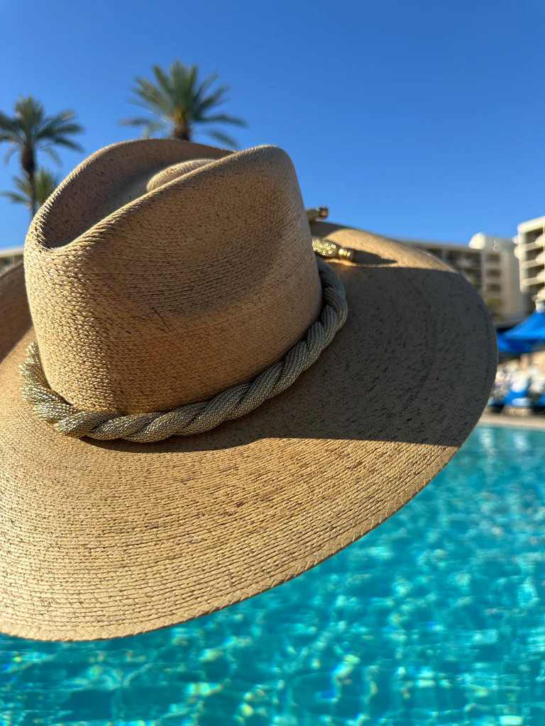 AS SEEN ON ASHLEE NICHOLS!! The Riviera Rope Embellished Pressed Palm Straw Hat | Glitzy Bella