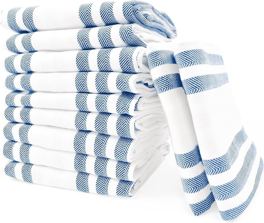 Realm 15" x 25" 100% Cotton Classic Kitchen Dish Towel (12 Pack) | Cuisine Stripe Nautical Blue |... | Amazon (US)