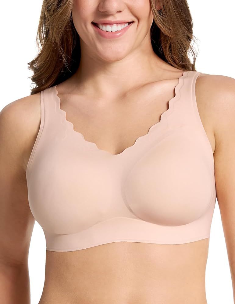 Wireless Bra Seamless Comfort Everyday Bra for Women, Breathable Seamless Bra with Scallop Edges | Amazon (US)