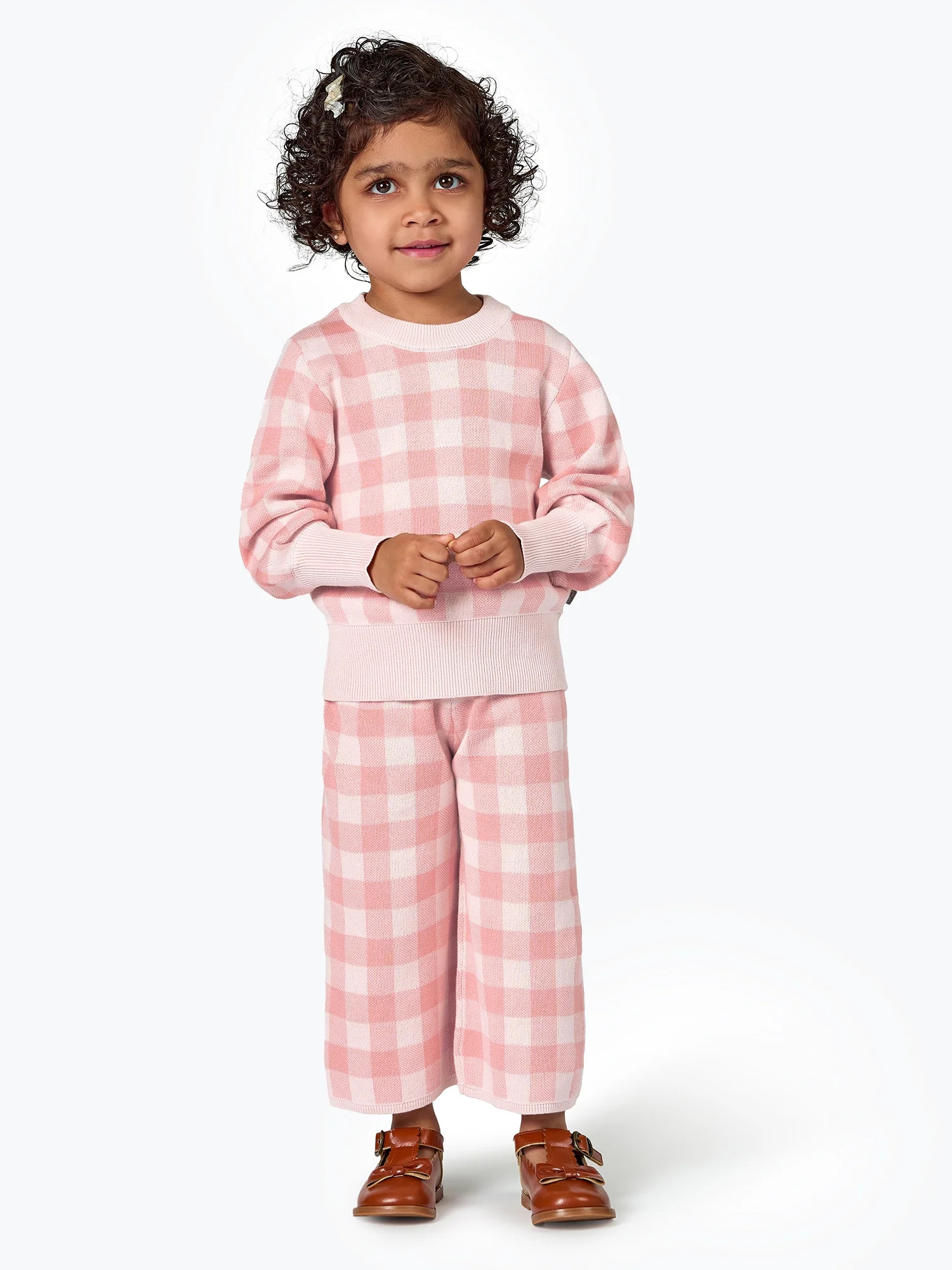Modern Moments by Gerber Toddler Girl Jacquard Sweater Knit with Wide Leg Pant Set, Sizes 12M-5T | Walmart (US)