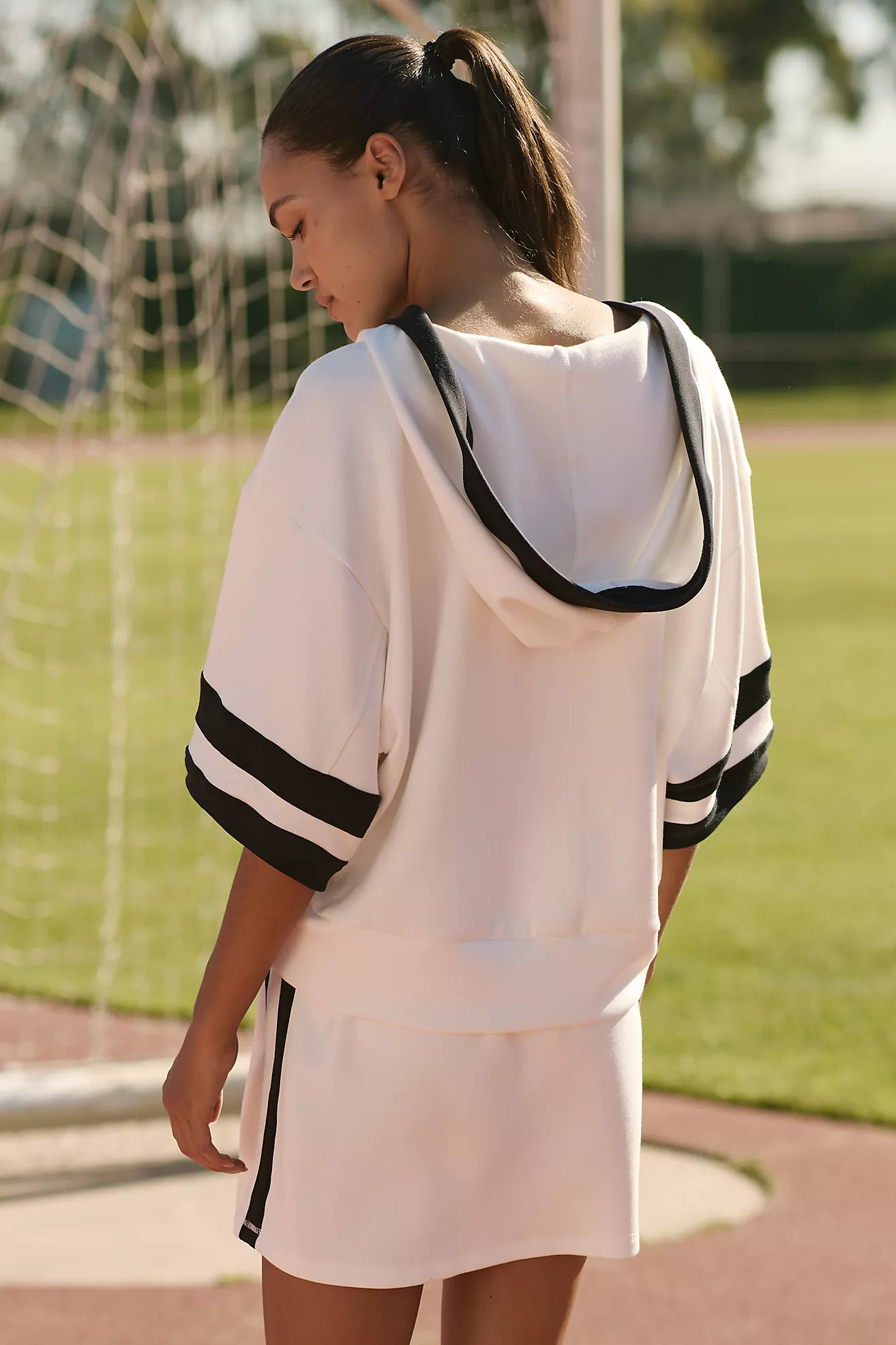 Daily Practice V-Neck Half-Sleeve Hooded Sweatshirt | Anthropologie (US)