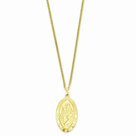24in Gold-plated Large Oval Catholic Patron Saint Christopher Medal Pendant Necklace Charm Chain 24 | Walmart (US)