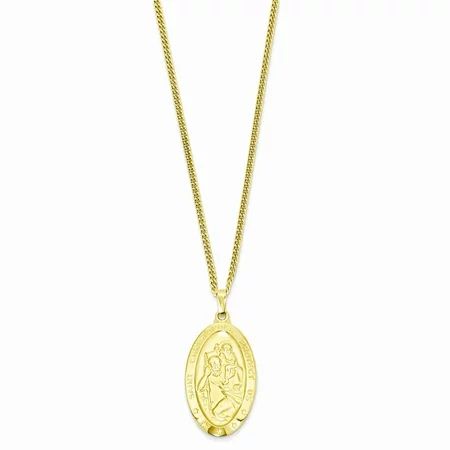 24in Gold-plated Large Oval Catholic Patron Saint Christopher Medal Pendant Necklace Charm Chain 24 | Walmart (US)