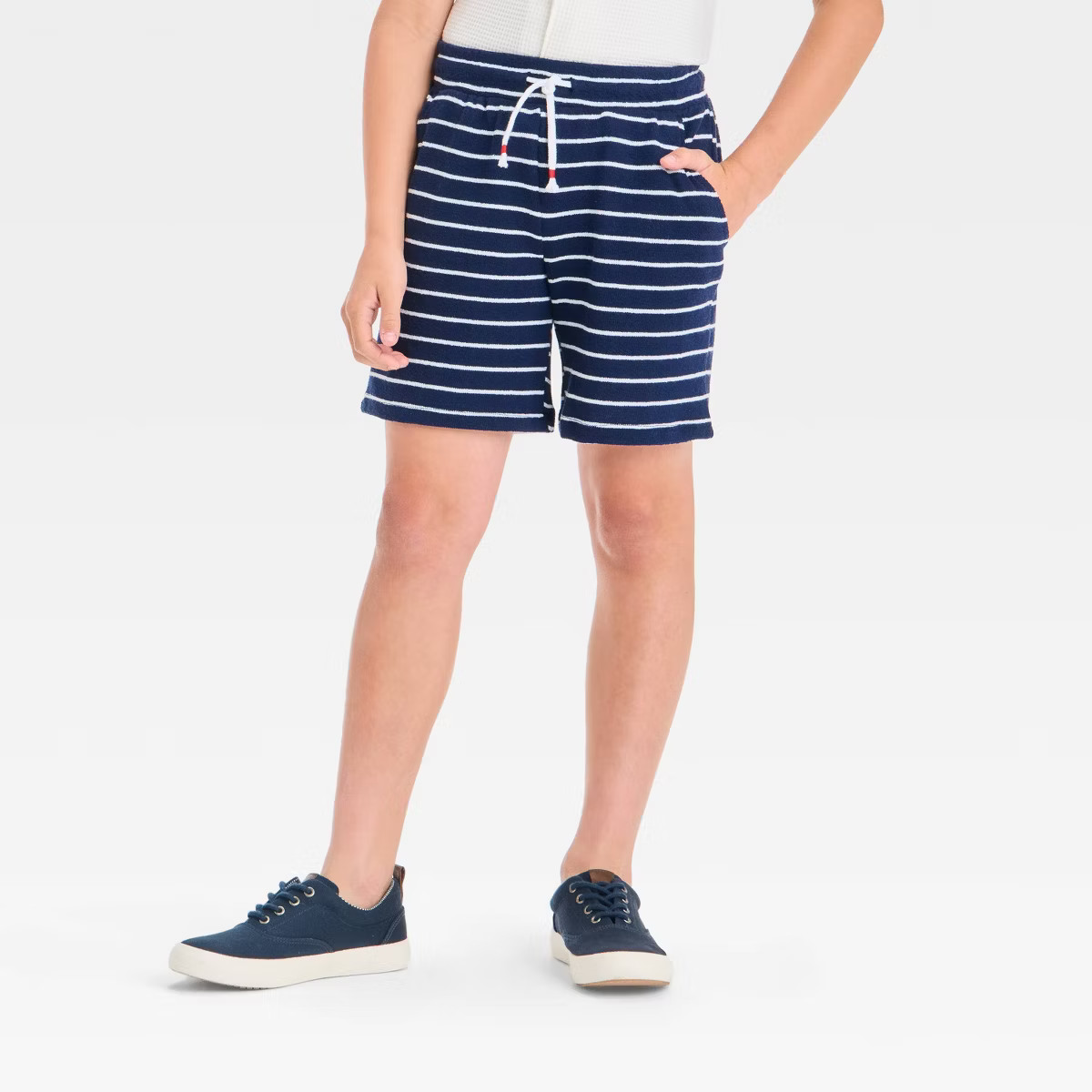Boys' 4th of July Pull-On Striped Resort Terry Shorts - Cat & Jack™ Navy Blue/White | Target