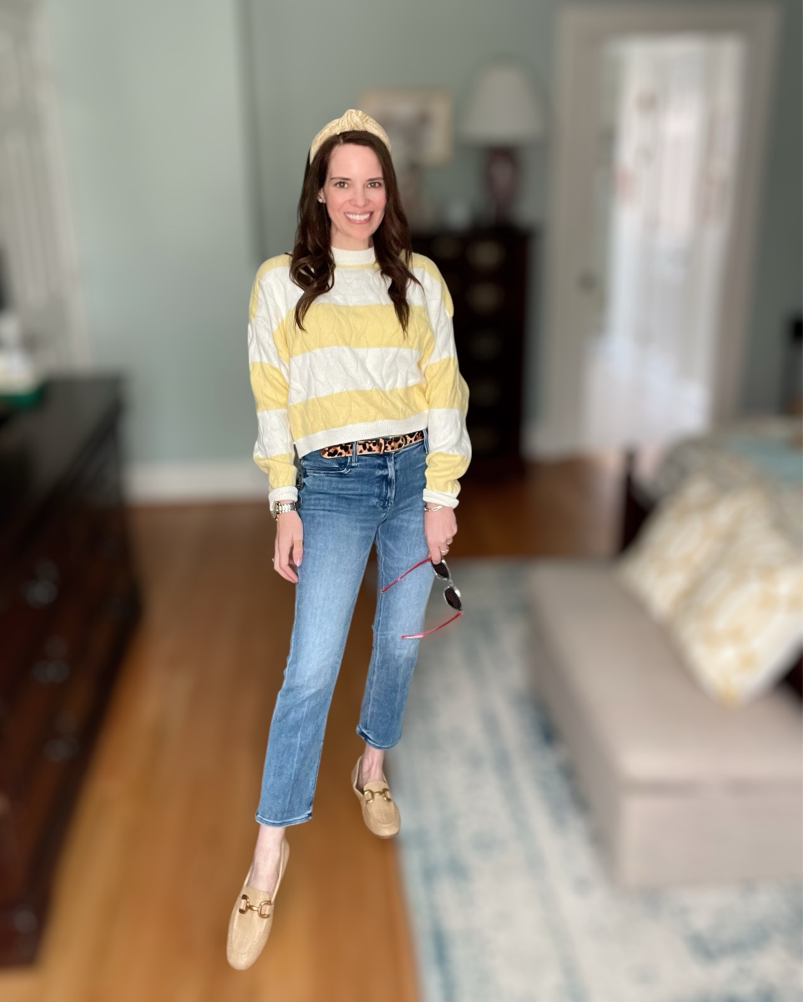 Yellow Stripe Sweater + Straight Leg Jeans | Preppy Everyday Outfit


This yellow striped sweater is such a happy everyday piece ☀️ The soft cable knit texture and relaxed fit make it easy to throw on while still looking polished. I paired it with classic straight leg jeans, a leopard belt, and raffia loafers for an effortless preppy look that works for errands, lunch dates, or casual weekends 🤍

The raffia knotted headband adds the perfect spring touch, and I love finishing this outfit with fun sunglasses and simple gold jewelry for a pulled-together feel without trying too hard ✨ This is one of those outfits you’ll keep reaching for all season long.

Linking everything here — including affordable finds and similar denim options that are available now 💛

preppy outfit ideas, spring outfit inspo, striped sweater outfit, everyday casual look, amazon fashion finds, walmart fashion, raffia accessories, leopard belt outfit, classic preppy style, coastal inspired outfit ☀️💛

#LTKSeasonal #LTKOver40 #LTKPetite