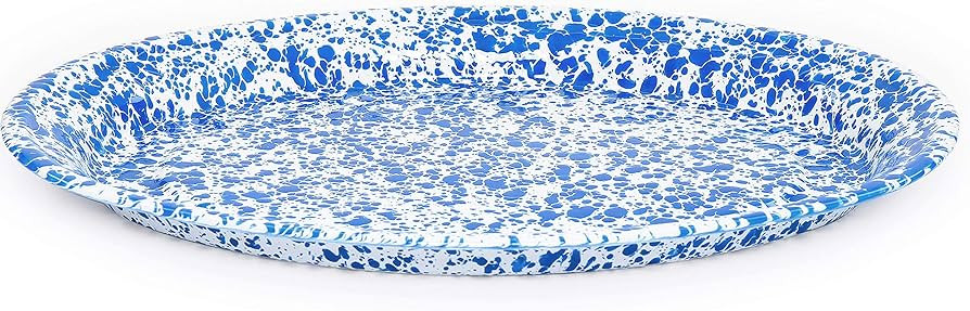 Crow Canyon Home Enamelware Oval Platter, 18 inch, Blue/White Splatter | Amazon (US)