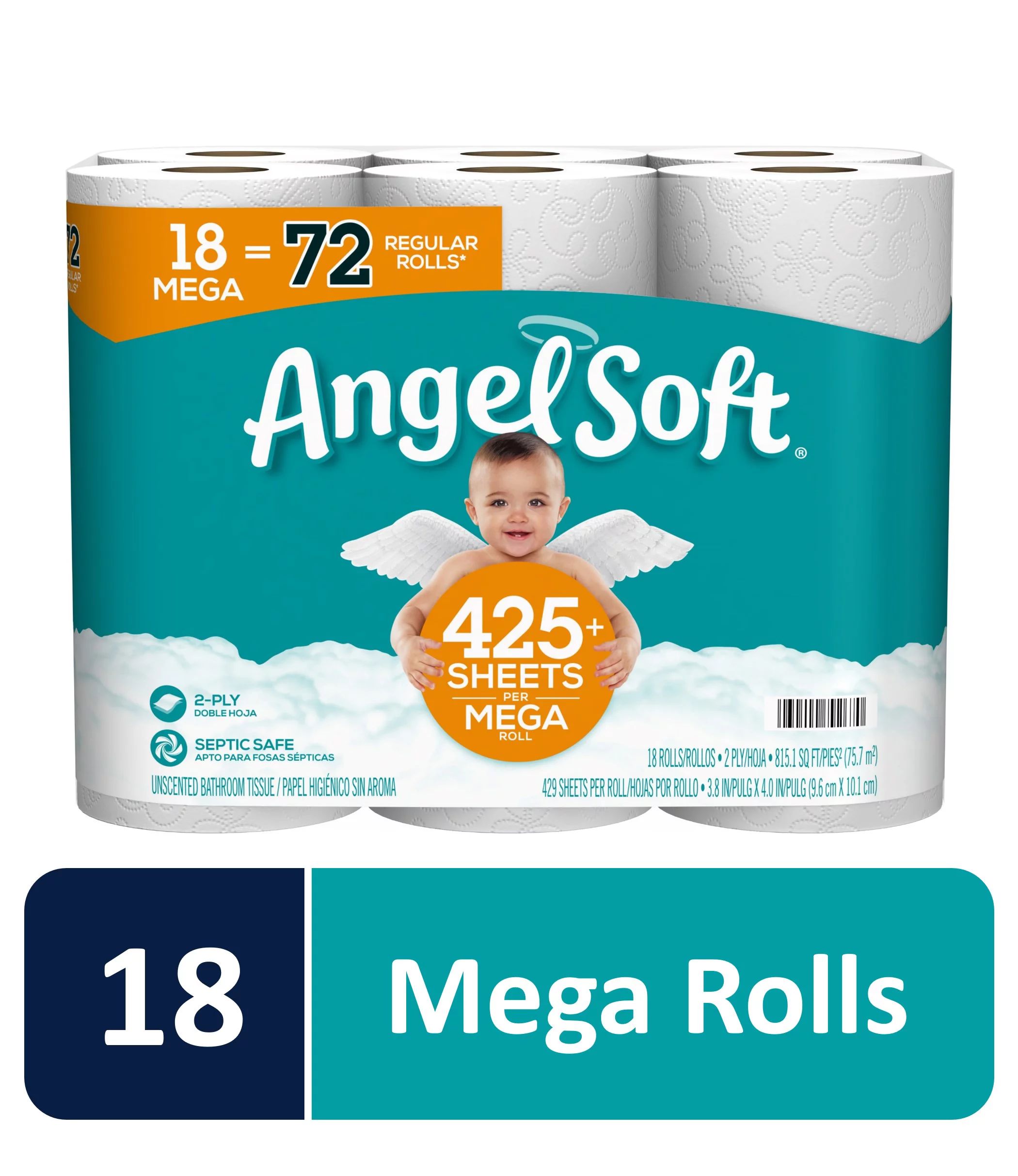 Angel Soft Toilet Paper, 18 Mega Rolls | Walmart (US)