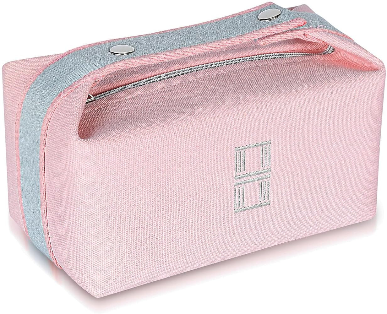 Fashion Makeup Bag for Women, Orange Red Canvas Make up Travel Bag, Hanging Cosmetic Bag Organize... | Amazon (US)