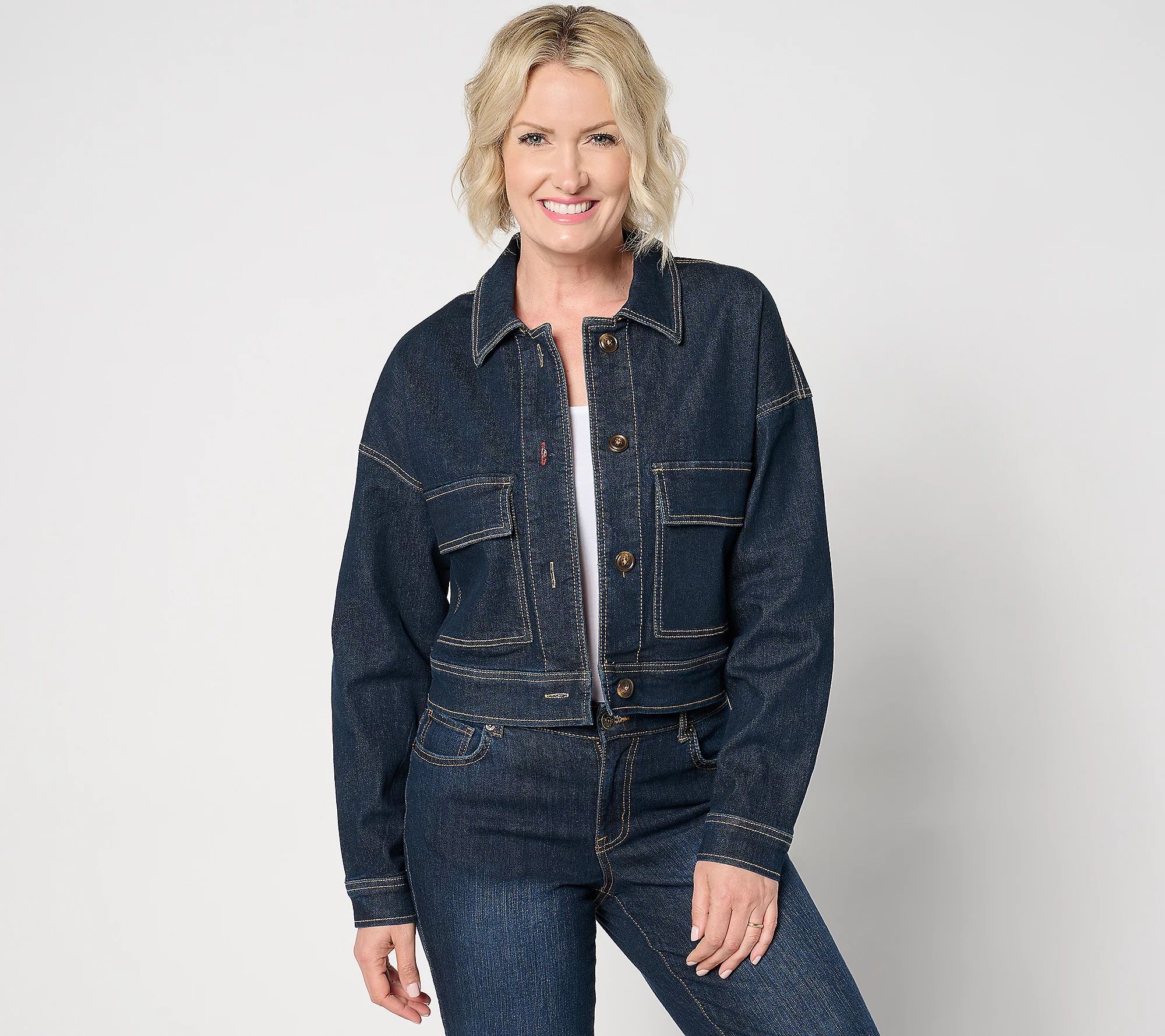 Peace Love World Authentic Denim Cropped Jacket - Indigo | QVC