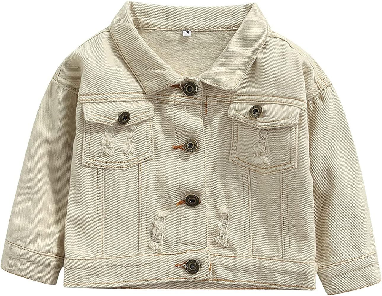 Listenwind Baby Toddler Girls Denim Jacket Kids Long Sleeve Button Down Jeans Coats Outwear | Amazon (US)