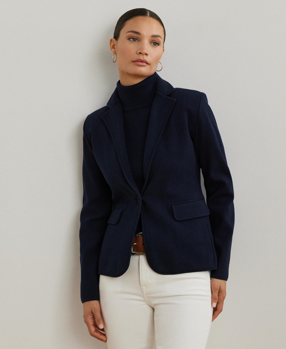 Lauren Ralph Lauren Women's Cotton-Blend Sweater Blazer - Lauren Navy | Macy's