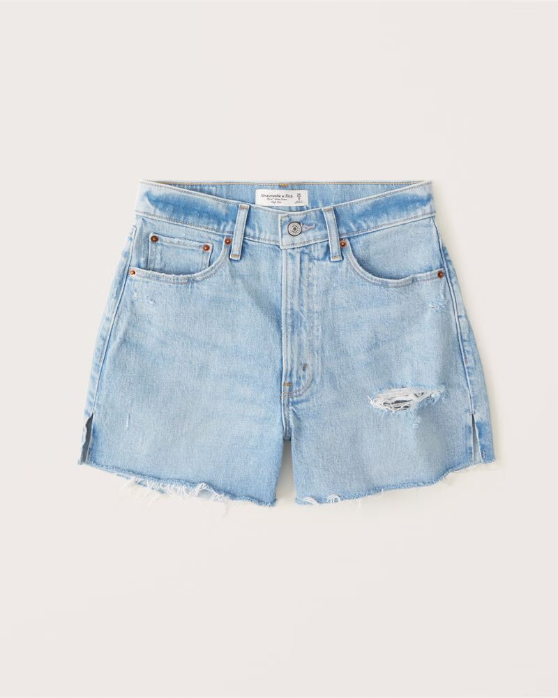 Women's Curve Love High Rise 4 Inch Mom Shorts | Women's Bottoms | Abercrombie.com | Abercrombie & Fitch (US)