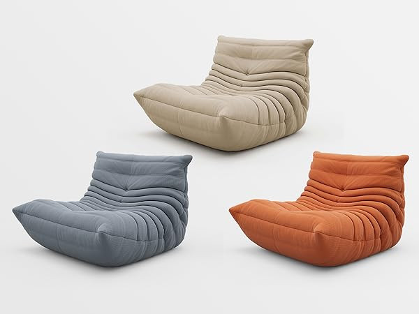 1inchome Fireside Chair, Soft Suede Lounge Chair Lazy Floor Sofa Accent Bean Bag Couch for Living Ro | Amazon (US)