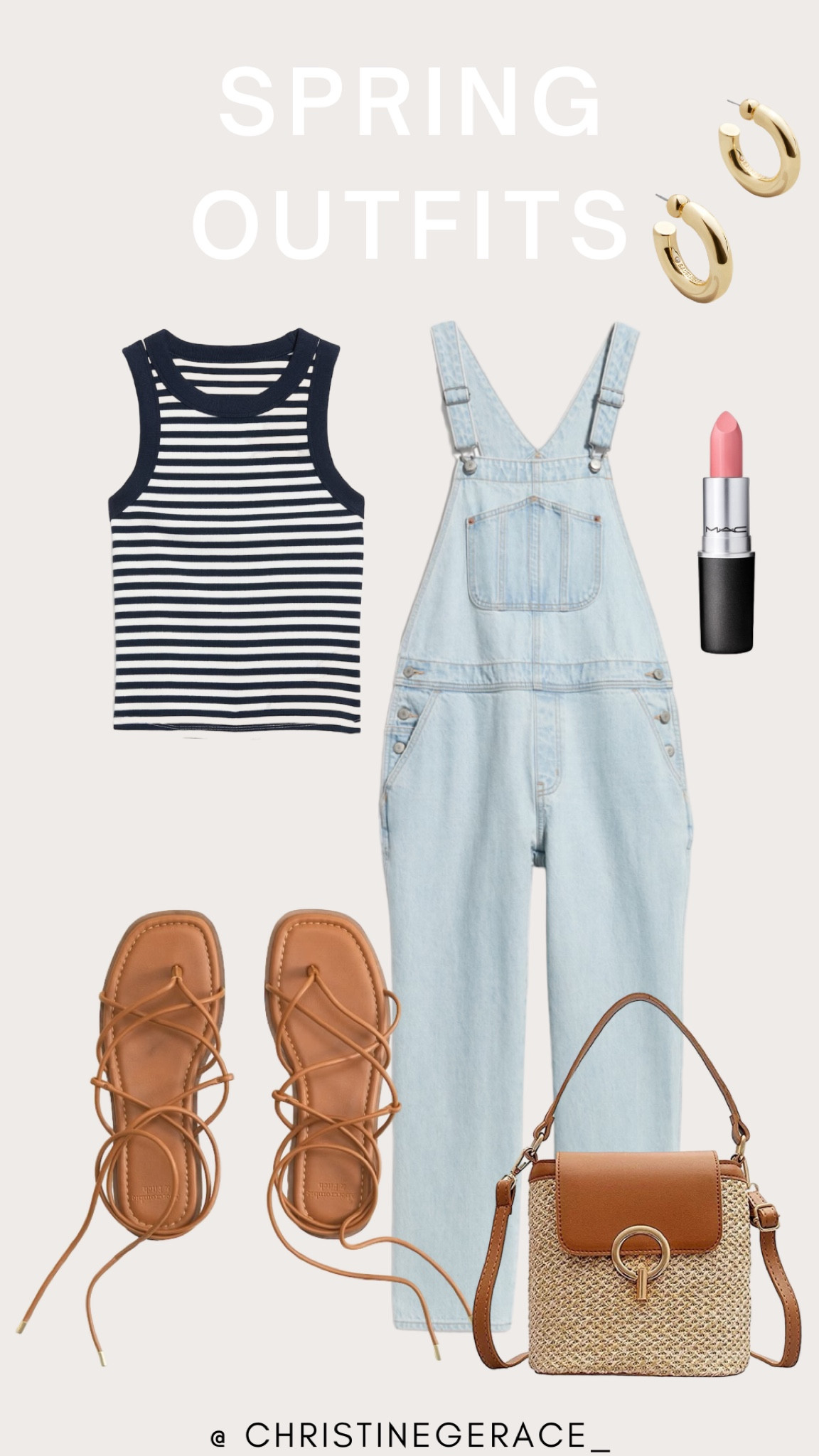 Spring outfit on sale ! Denim overalls, tank top, strappy sandals, lipstick, purse, earrings 
@oldnavy
@abercrombie
@baublebar 

@christinegerace_ 🤍🤍

#LTKfindsunder100 #LTKfindsunder50 #LTKstyletip