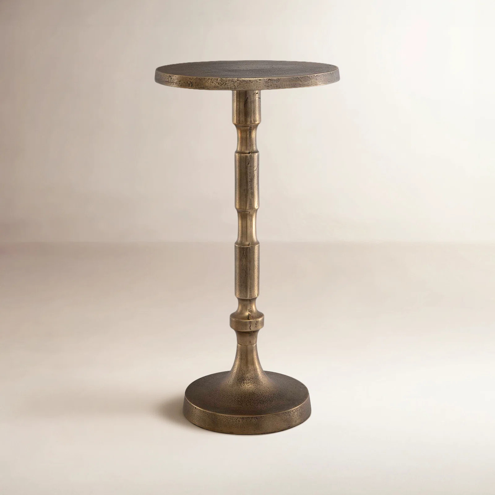 Birch Lane\u2122 Vela Round Antique Brass Aluminum Pedestal End Table  & Reviews | Wayfair | Wayfair North America