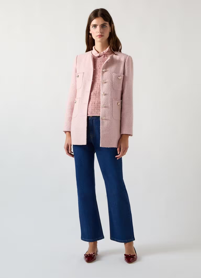 Rosie Soft Pink Cotton Blend Tweed Jacket | L.K. Bennett (UK)