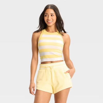 Women's Ribbed Seamless Support Tank Top - JoyLab™ Yellow/White L | Target