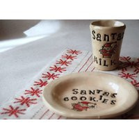 Santa Cookie Plate & Milk Cup, Christmas Gift | Etsy (US)