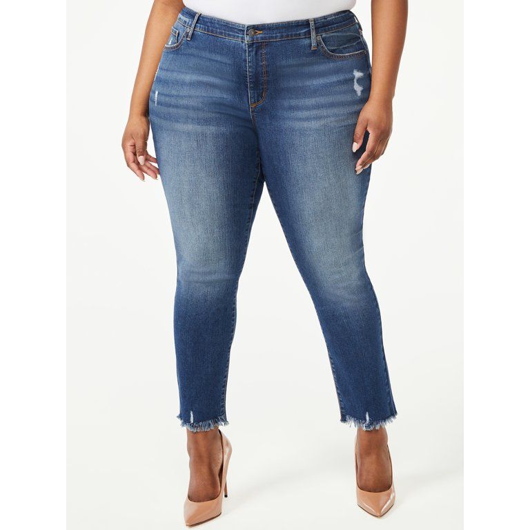 Sofia Jeans by Sofia Vergara Women's Plus Size Sofia Skinny Ankle Fray Hem Jeans | Walmart (US)