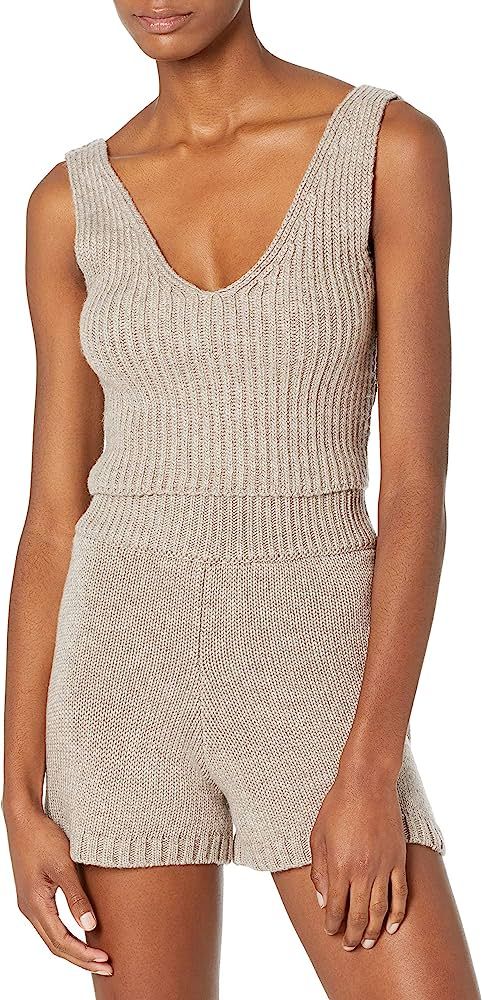 The Drop Women's Sylvie Double V-Neck Textured Rib Cropped Sweater Tank | Amazon (US)