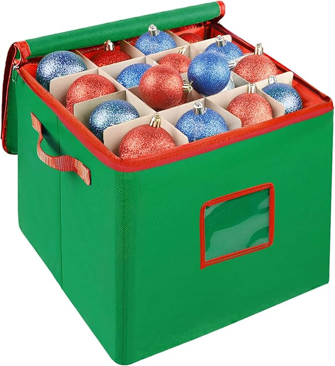 Lulu Home Christmas Ornament Storage Container, 600D Oxford Fabric Christmas Balls Storage Boxes,... | Amazon (US)