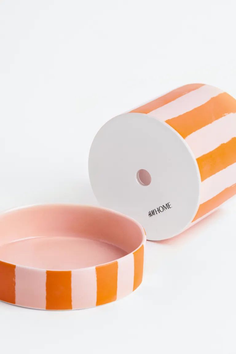 Patterned Plant Pot and Saucer - Powder pink/orange - Home All | H&M US | H&M (US + CA)