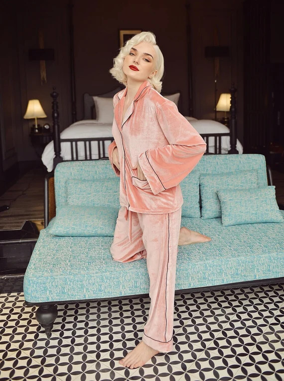 Pajamas Set Long Sleeve for Women  Winter Velvet Pajamas  | Etsy | Etsy (US)