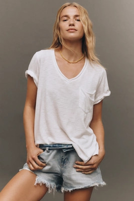 The Quinn Short-Sleeve V-Neck Tee by Pilcro | Anthropologie (US)