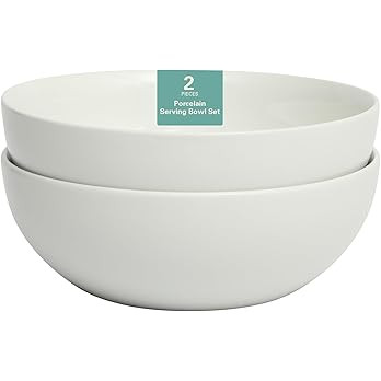 Gibson Home Great Essentials 2 Pack 100 OZ 10" Deep Salad Serving Bowl Set for Kitchen - Porcelai... | Amazon (US)